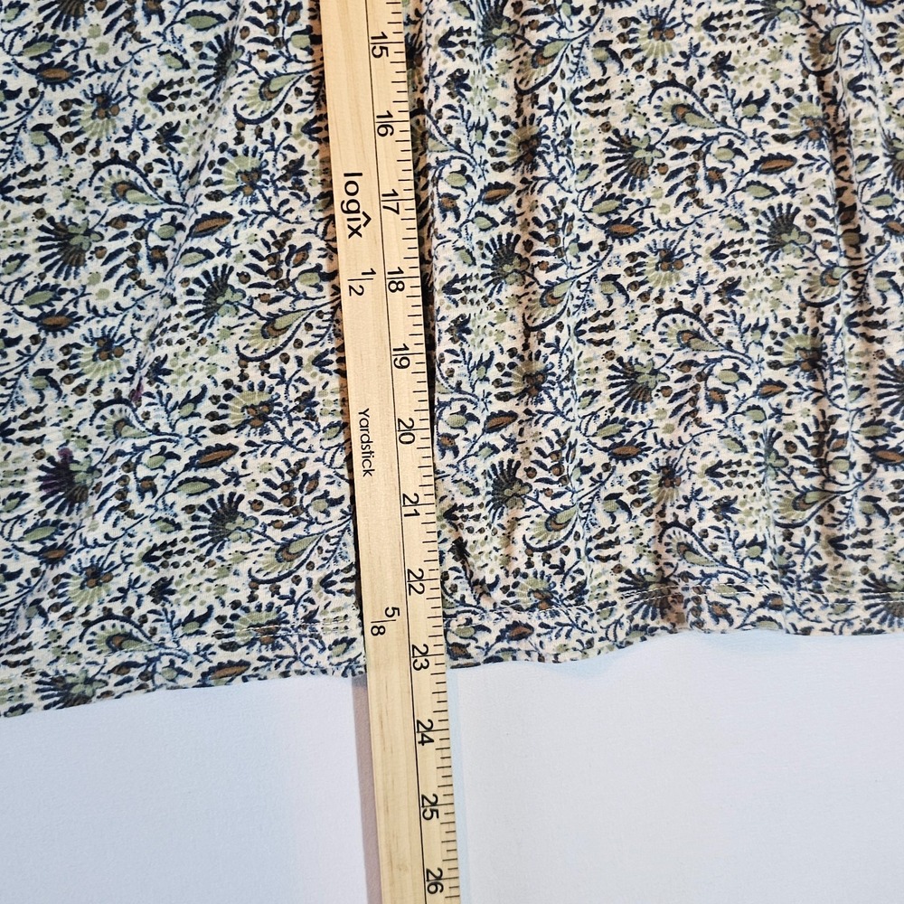 Lucky Brand Peasant Blouse Women Medium Multicolor Botanical Boho Flutter Sleeve - Picture 5 of 7